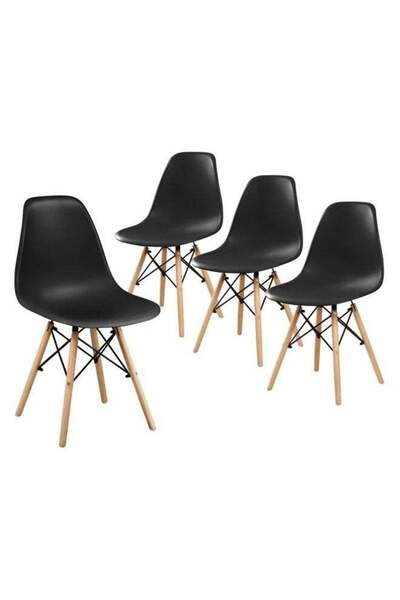 Taimi Pack of 4 Modern Style Plastic Dining Chair Mid Century Modern DSW Chair, Shell Lounge ,Black