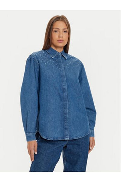 Pepe Jeans Cămașă din denim pentru femei PL304962 albastră