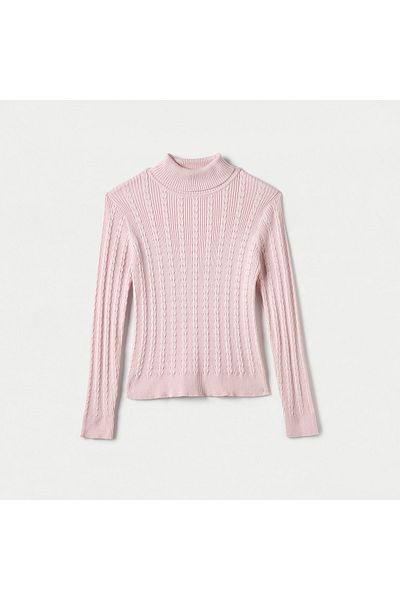 Juniors Textured Pullover With Turtleneck And Long Sleeves