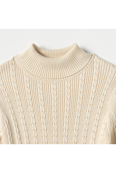 Juniors Textured Turtleneck Sweater With Long Sleeves
