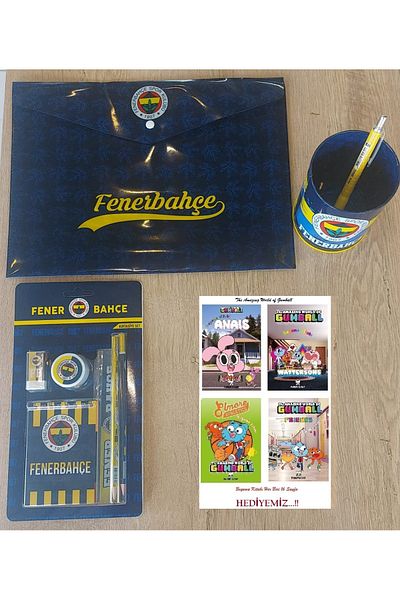 Fenerbahçe Tmn Stationery Set (File-6's Stationery Set-Wıse 0.7 Pencil-Pencil Holder) and 4 Gumball Coloring Book. !
