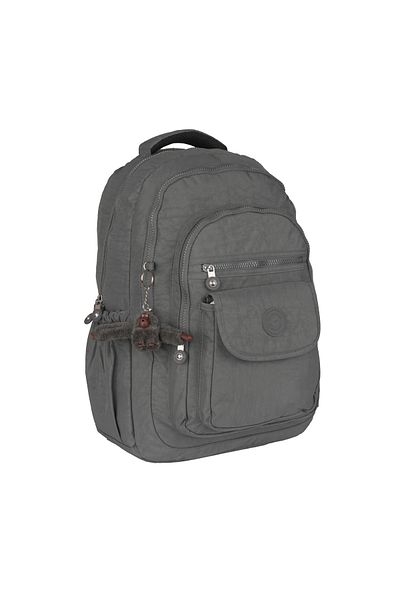Relaxion Crinkle Waterproof Lined Fabric School Backpack Gray 1620