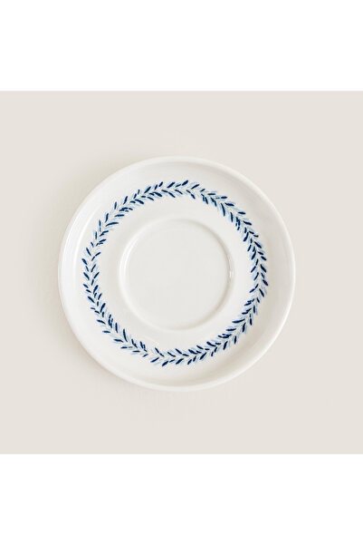 Chakra Pelion Çiçek Çay Tabağı Mavi/Beyaz