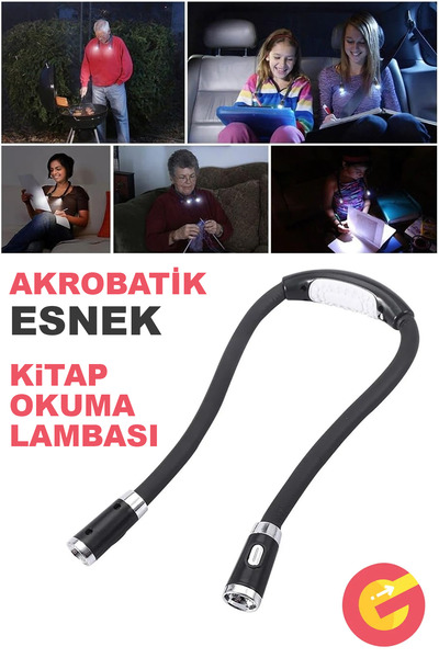 ShopMonkey Akrobatik LED Esnek Boyun Kitap Okuma Işığı Çalışma Lambası Pille ...