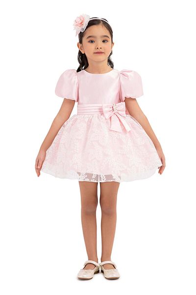 Pamina Rochie elegantă roz, - pentru fete, cu fundă și bentiță asortată, 33227 - 80 cm
