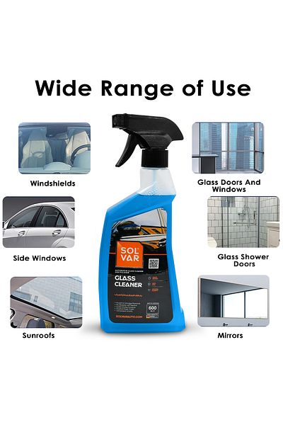 SOLVAR Glass Cleaner – Quick-Drying, Streak-Free Automotive Glass Cleaner & Polisher, 600ml