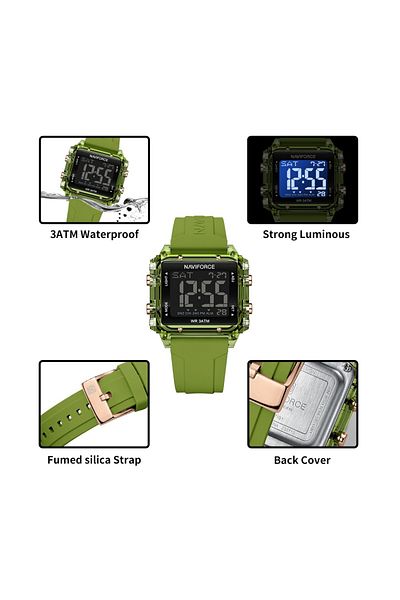 Naviforce Fashion Transparent LCD Electronic Wristwatch with Waterproof Alarm LED Silicone Strap