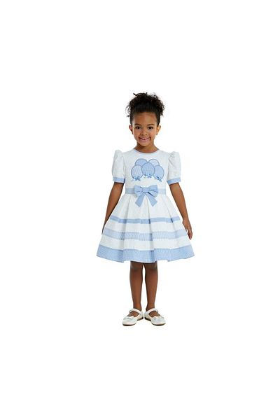 Pamina Dress with Checkered Bow, Pamina, Blue, 323001 - 104 cm