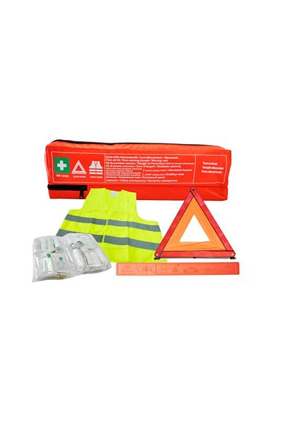 motor starter Kit siguranta auto tip borseta, trusa medicala, vesta si triunghi reflectorizant