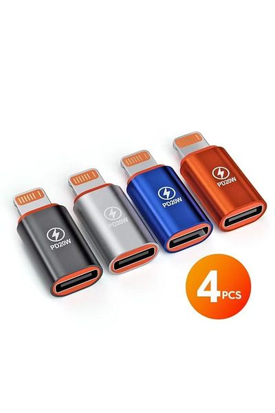 Choice 4 قطع عشوائية 1-4 قطع PD20W USB Type C إلى محول شحن Lightning لأجهزة Ios Lightning ذكر إلى Type C أنثى