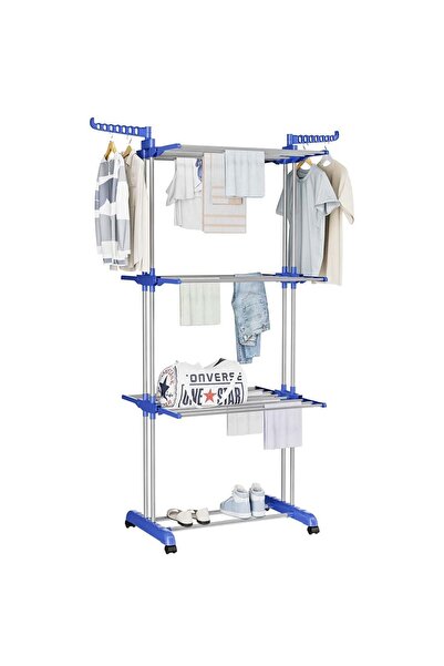 xpress sales Suport de uscare cu 3 niveluri, pliabil cu suport pentru umeraș, Asos Home, albastru