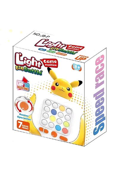 OEM POPIT Console interactive game, anti-stress, with sounds, 16 buttons and RGB lights, 7 game modes, Pikac