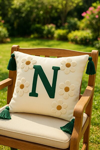 SAYMİNE غطاء وسادة مطبوع عليه حرف N