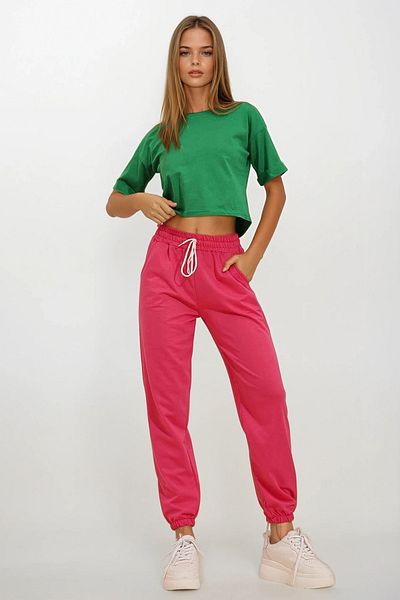 VAGGON Women's Fuchsia Basic Sweatpants with Elastic Waist and Legs Prmx5902