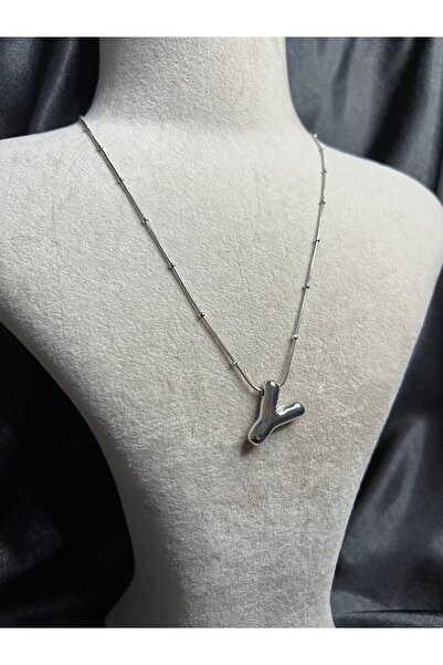 Fam&Co Jewelry Gümüş Renk Balon Harf Kolye – Y Harfi, Şık ve Minimal Tasarım