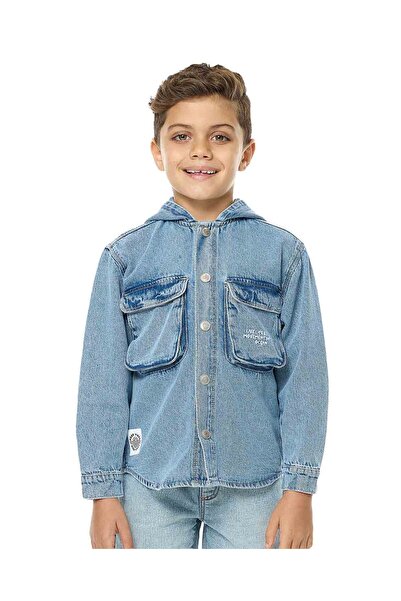 R&B Pocket Detail Hooded Denim Shirt