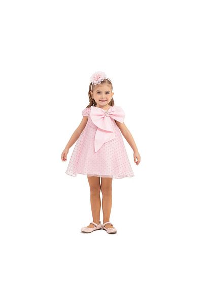 Pamina Short Dress for Girls, Pamina - with Headband and Embossed Details, Pink, 33165 - 110 cm