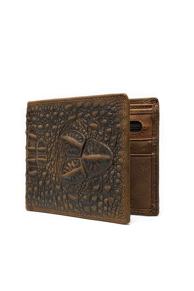 Busy Lady&Gentleman Men's wallet Crock, genuine leather with crocodile print, ID card compatible, brown