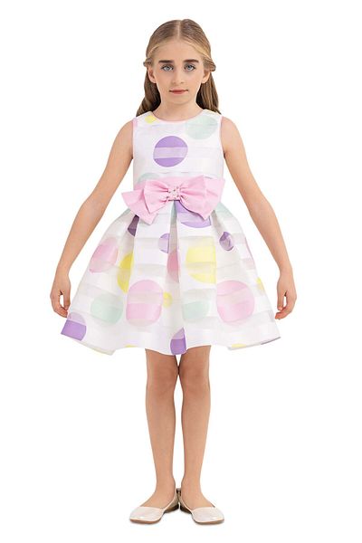 Pamina Dress With Colorful Polka Dots, , - Pink Bow At Waist, 33203 - 104 Cm, Pink