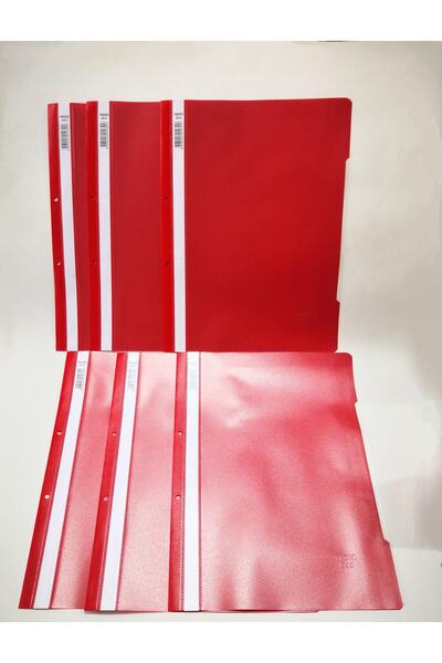 Noki Şeffaf Telli Dosya Kırmızı Renk 22x32 Ebadında A4 Boy Dosyalama 6 Adet
