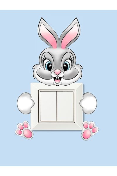 aiki Cute Rabbit Pattern Sticker, Decal, Wall Sticker
