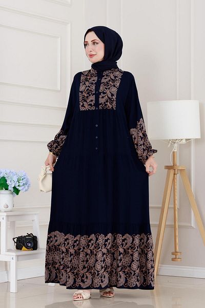 Sevitli Half Button Robe Beyza Dress-White