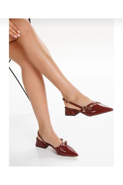 mustey Double Stripe Stone Low Heel Shoes