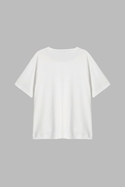 Bak Moda Γυναικείο μπλουζάκι Leopard Kitty με εμπριμέ Relaxed Fit Λευκό