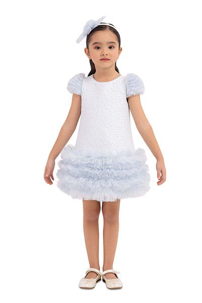 Pamina Tulle Dress, Pamina - Short, Blue, with Matching Headband, 33344 - 104 cm