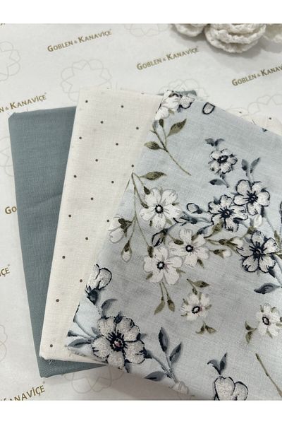 goblenkanaviçe Cotton Patterned Fabric Set 3 Pieces 50X110 cm