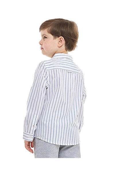 R&B Striped Shirt with Classic Collar and Long Sleeves