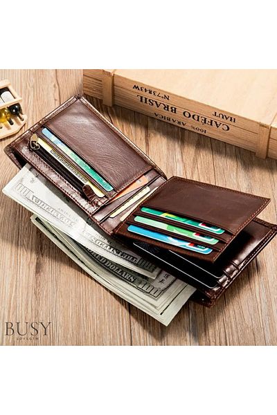 Busy Lady&Gentleman Men's wallet NoScan III, genuine leather, RFID blocking, ID card compartment, brown