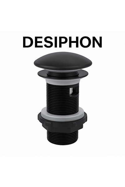 DESIPHON Siyah Pop-Up Lavabo Sifonu – Porselen Başlıklı, Taşmalı Lavabolarla ...
