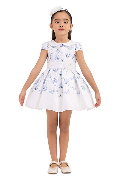 Pamina Rochie elegantă pentru fete, - Imprimeu Macarons, Alb, 33222 - 86 cm, Alb