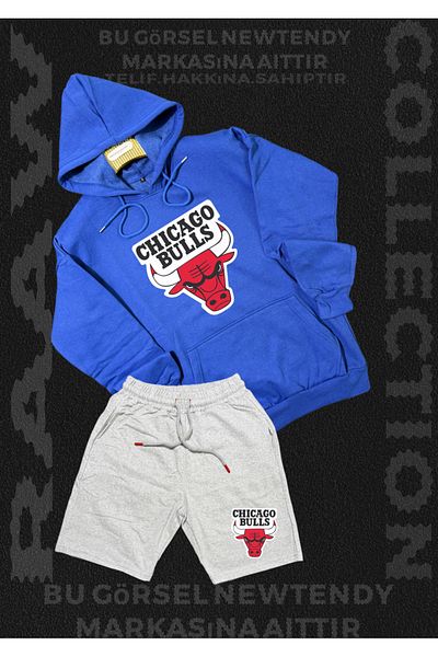 Minikelya Chicago Bulls Men's Oversize Hooded Shorts Set (Nba Set of 2)