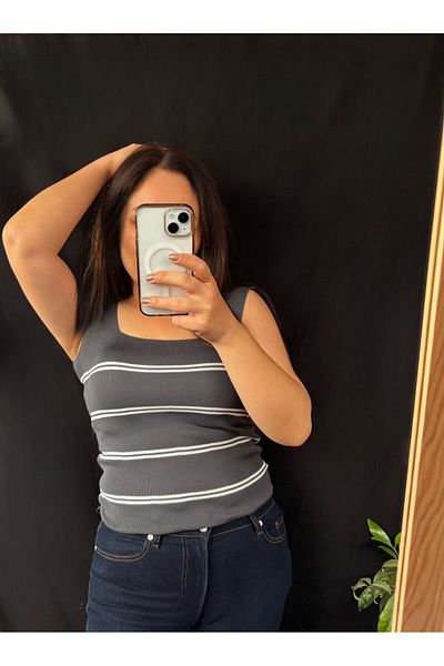 Shopriva Striped Knitwear Blouse Undershirt