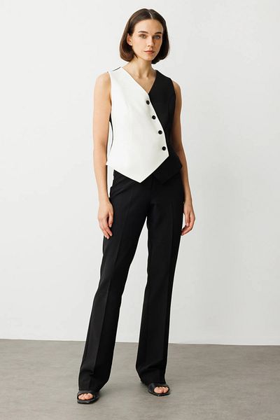 Ekol Women's Flare Leg Pocketless Trousers 6528 Black