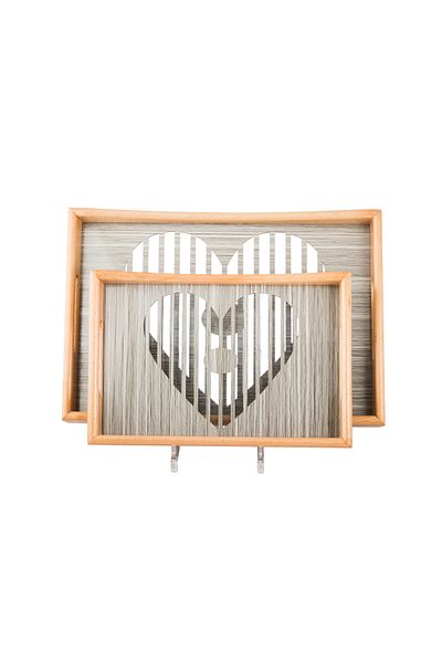 Dania Set of 2 wooden plates and trays with a decorative base and a transparent acrylic layer, size (33*23)(41*29) cm