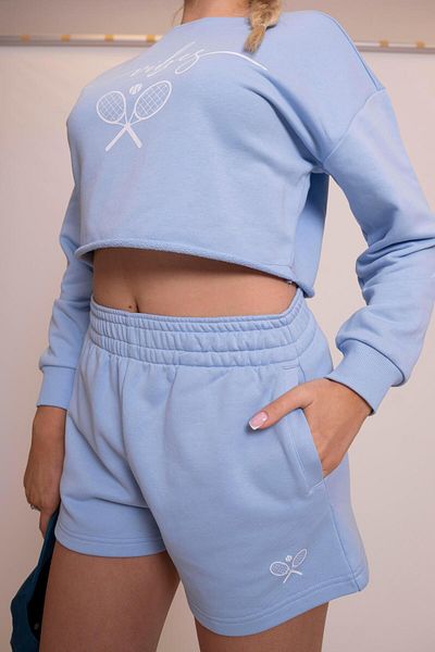 AFLOOW Pantaloni scurți sport albaștri delicati pentru femei - croiala confortabilă, detaliu elegant pentru rachetă de tenis