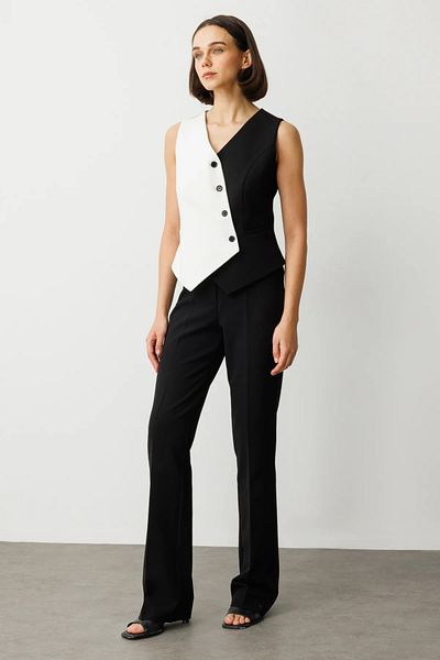 Ekol Women's Flare Leg Pocketless Trousers 6528 Black