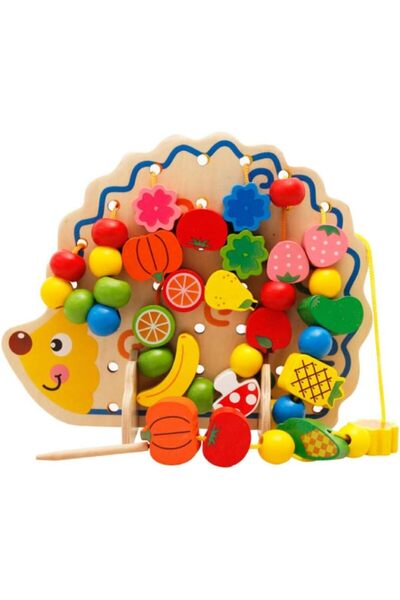 OEM Jucarie de snuruit din lemn, Ariciul cu fructe si legume, 82 piese