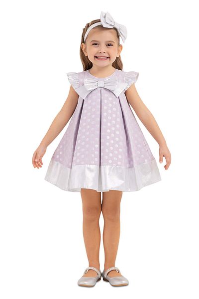 Pamina Girls' Dress, Pamina - with Polka Dots, Matching Headband, Purple, 33178 - 80 cm