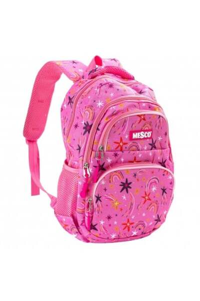 Mesco Ghiozdan Scolar Mesco 38cm 4 compartimente, Stars, Roz