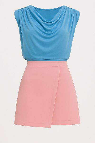 VAGGON Women's Powder Pink Hidden Zipper Wrap Cut Shorts Skirt Prmx11879
