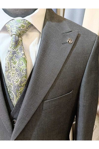Ted Davıd Black Textured Vest Suit
