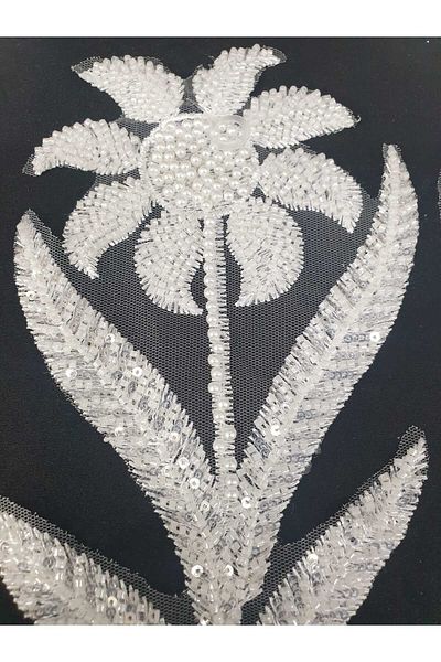 ESRA ŞELEM White Flower Model Beaded Brode Guipure Applique Sewing Accessory 2 Pieces