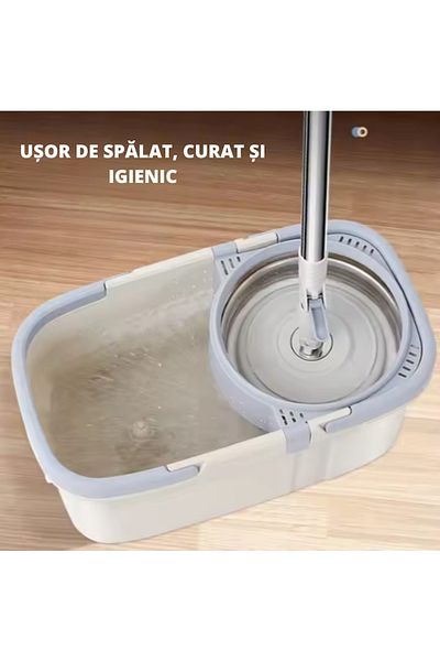 varioshop VarioShop® Bucket and Rotating Mop Set, 360 Degree Rotation, Adjustable Telescopic Handle, Curtain System