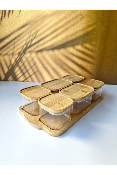 Mottogo 6-piece Glass Breakfast Set - Bamboo Tray