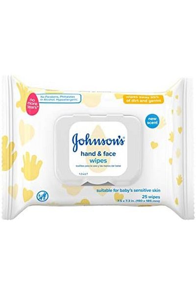 Johnson's Hand & Face Baby Sanitizing Cleansing Wipes for Travel and On-the-Go, No More Tears Formul