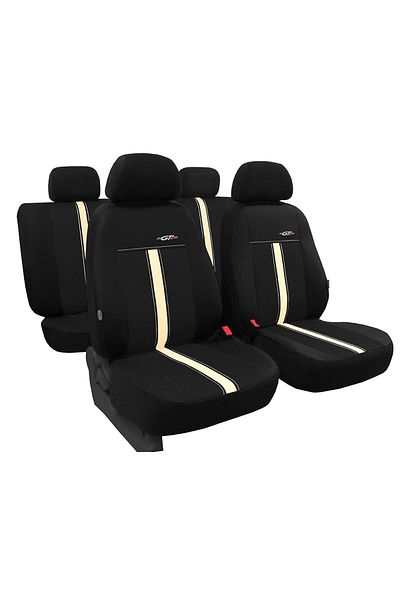 Pok-Ter Set Huse Scaune Auto Pok-Ter GTR, Piele Ecologica, Negru - Bej, 9 piese